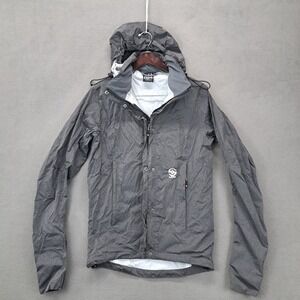 LOKI Gray Packable Lightweight Rain Jacket Hooded Coat Womens XS